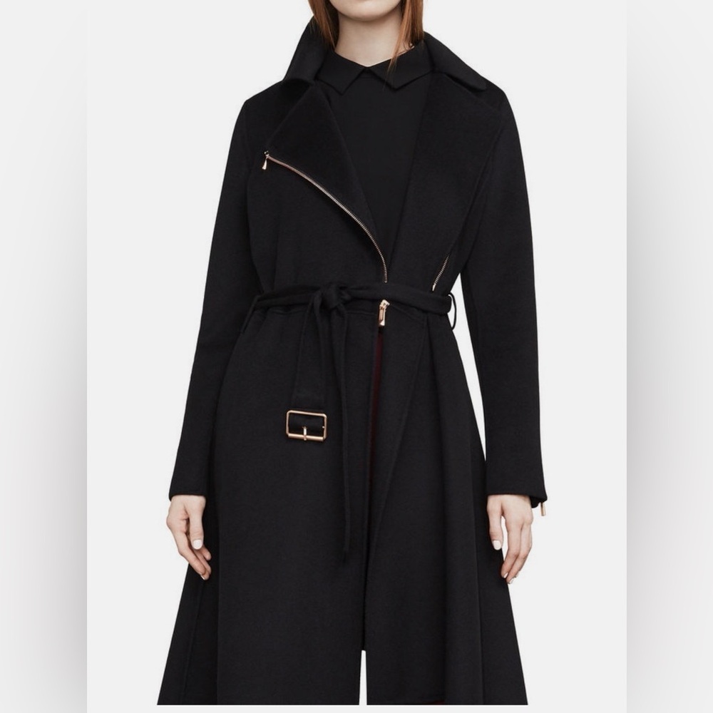 BCBGMaxAzria Black Coat with Gold Chain Accent